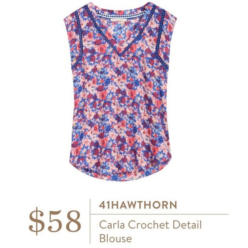 41 Hawthorn Womens  Stitch Fix  Carla Crochet V-Neck Pink Floral Tank Size Small